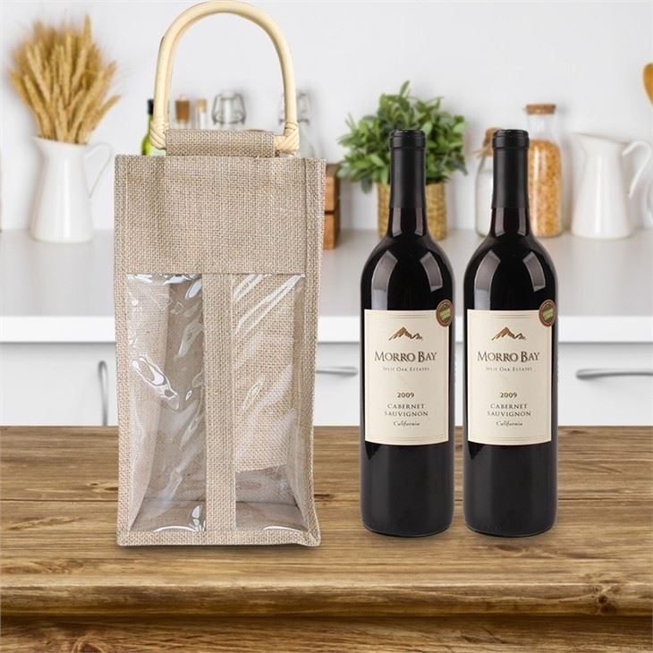 Double Drink Bottle Jute Bag